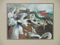 Una pintura del combate donde el Tampico encaja un impacto.
